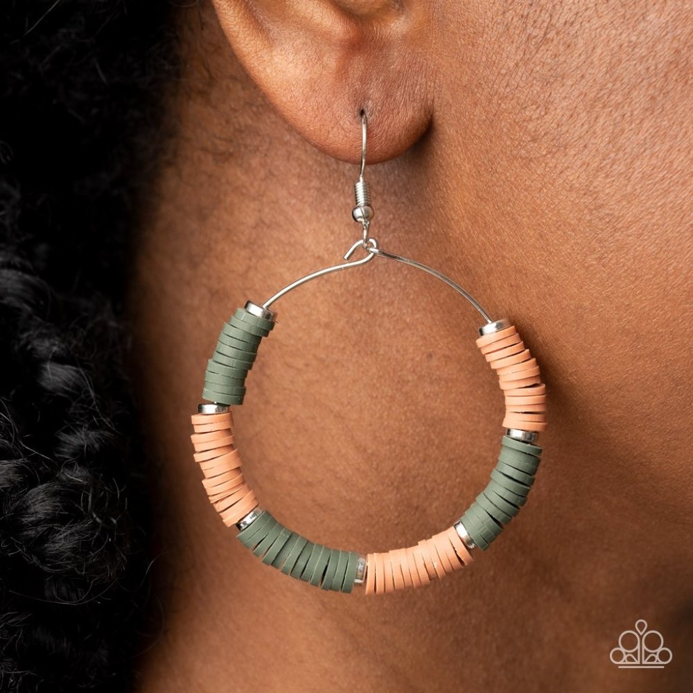 Skillfully Stacked - Green Earrings - Picture 2 of 2